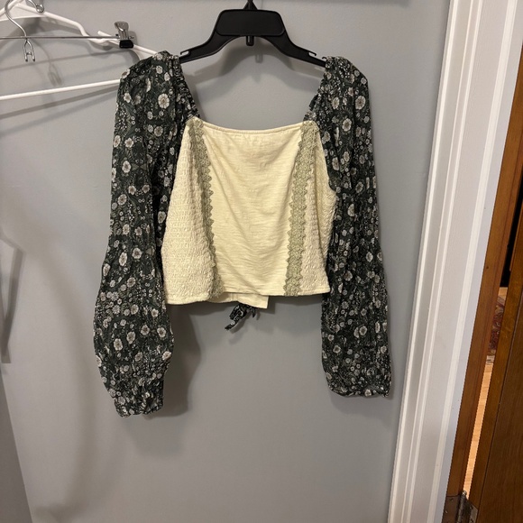 Anthropologie Milkmaid Silhoutte Floral Corset Shirt M, Tie-Back, Romantic Boho - Picture 1 of 10